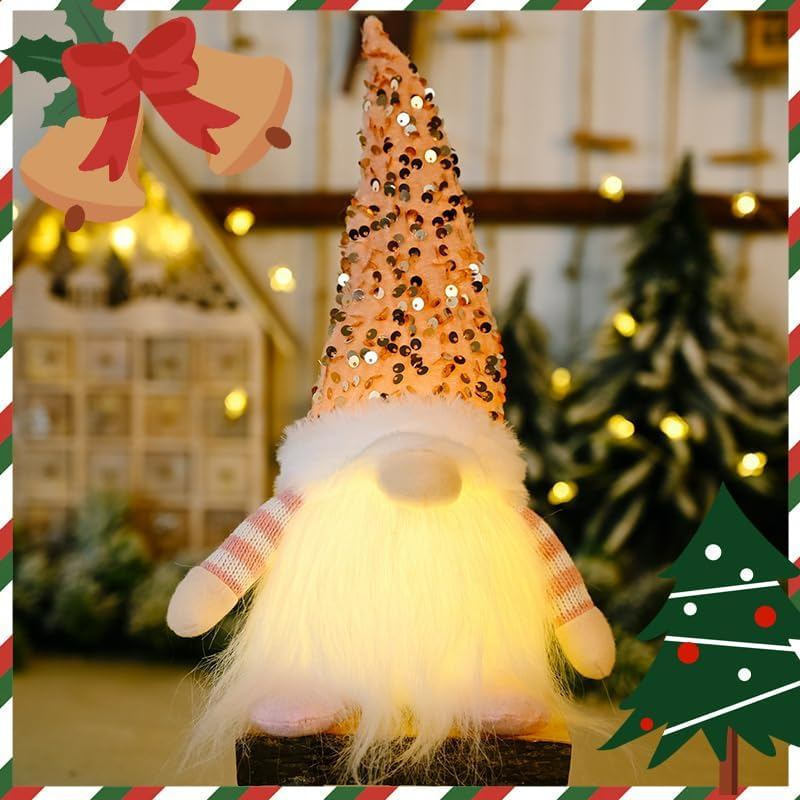 Enfeite de gnomo de Natal com lantejoulas |   Versão Atualizada 2025: Boneco de Gnomo de Pelúcia de 12 Polegadas Aliment