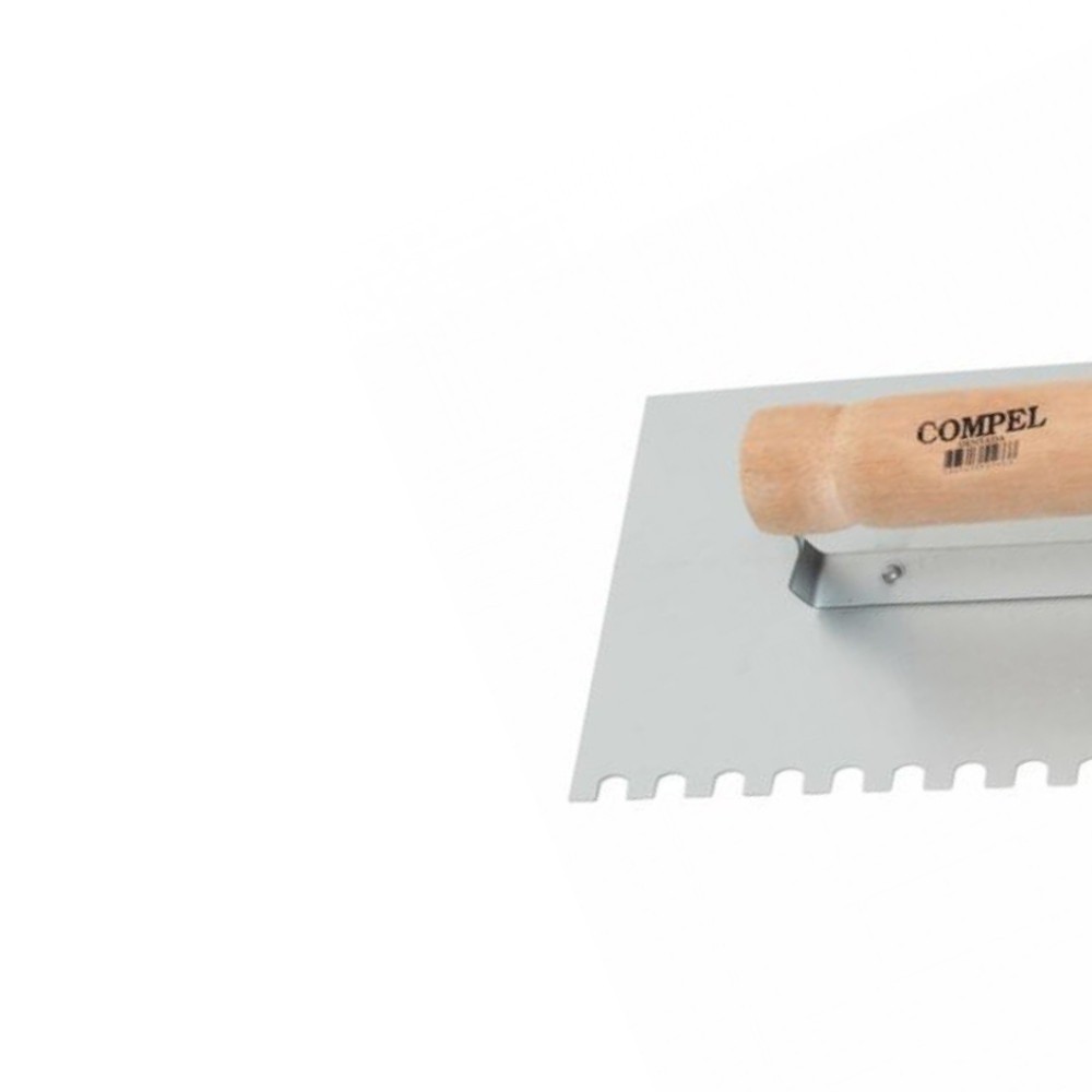 Desempenadeira de aço dentada com cabo de madeira 12 x 25,5 cm - Compel
