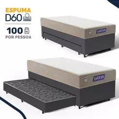 Cama Box com Colchão Gazin de Espuma D60 Double Face Force PLUS + Auxiliar de Molas Solteiro 88cm