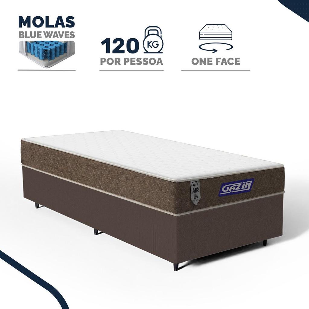 Cama Box com Colchão Gazin de Molas Ensacadas One Face Air Light Solteiro 88cm