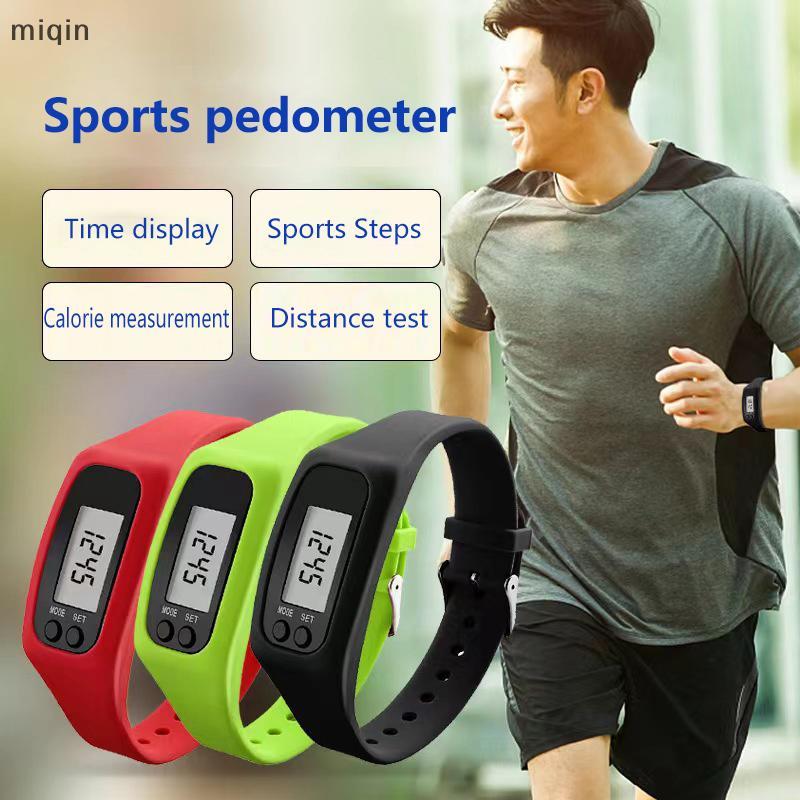 LED Pedômetro Pulseira Contador De Passos Relógio 12/24H Exibição Tempo Passo Silicone Traer Fitness