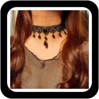 Colar Choker de Renda Preta Vintage com Pingente de Pérolas de Cristal Preto, Colar de Renda e Veludo Estilo Boho para M