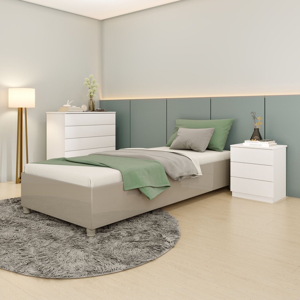 Cama Solteiro em MDP 94cm x 193cm Mônaco Bege