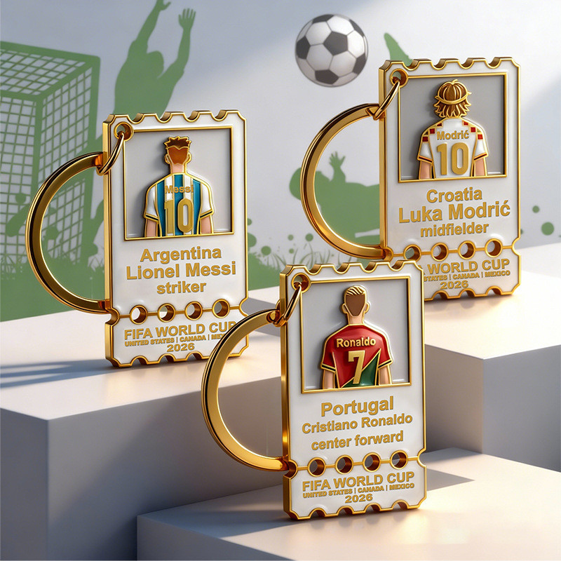 Chaveiro de futebol da Copa do Mundo 2026 Messi C Romodridge Fan Lembrança de alto valor