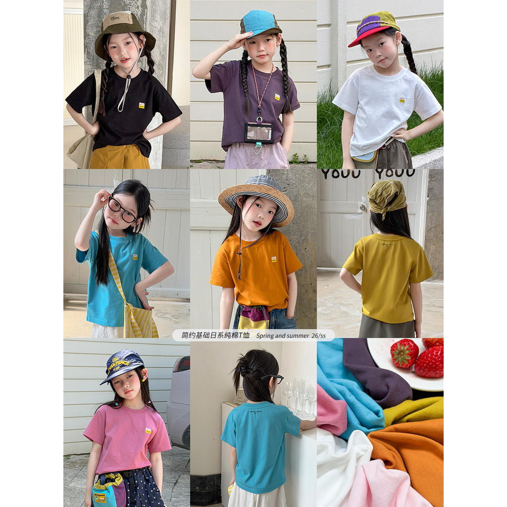 Yima meninas verão macio respirável puro algodão camisa de fundo crianças japonês leve camiseta bebê confortável topo