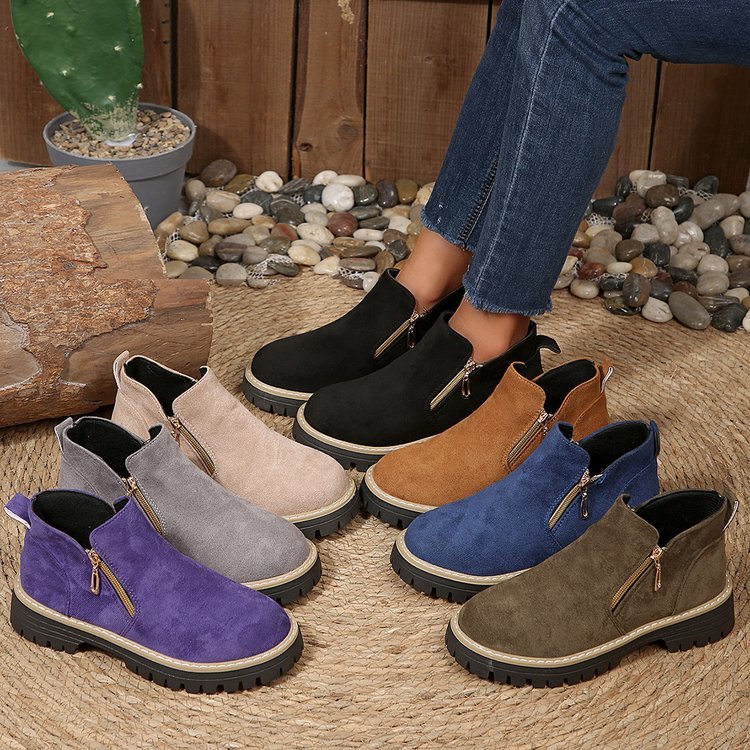 2025 outono inverno Martin botas tamanho grande botas femininas salto grosso Casual zíper antiderrapante com saia botas 