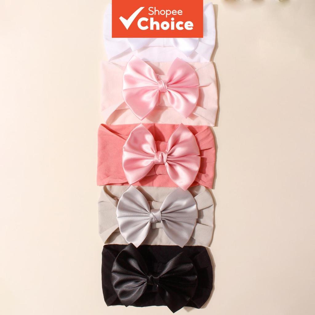 5 Pçs Bebê Meninas Cetim Grande Arco Headbands Macio Elástico Infantil Hairbands Recém-Nascido Bandana Da Criança Prince
