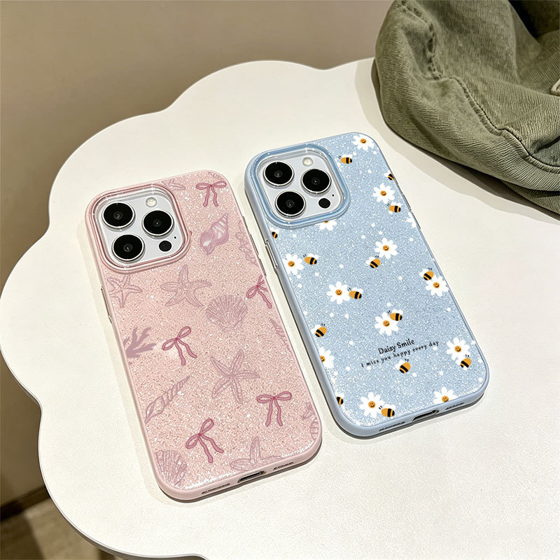 Caso Glitter Para Samsung S26 Ultra S25 S24 Plus S23 FE S22 S21 S20 A17 A07 A06 A15 A16 A56 Margarida Abelha Impressão L