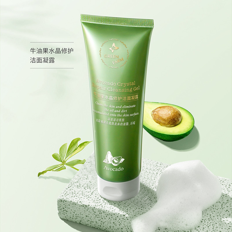 Verde fazenda abacate cristal reparação essência de limpeza 120ML limpeza Facial limpador feminino masculino creme de li