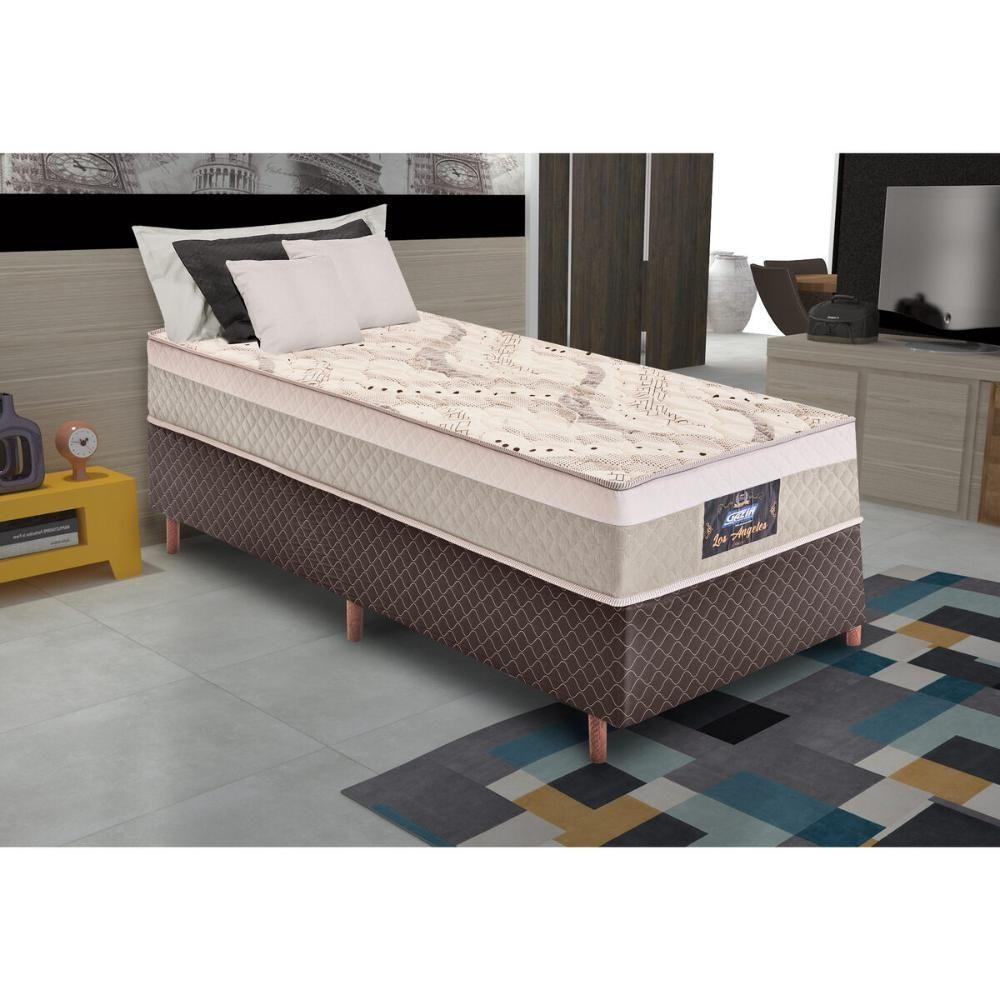 Cama Box Conjugado Solteiro Com Colchão 88x62x188 Los Angeles Gazin Cr35326 Areia-marrom