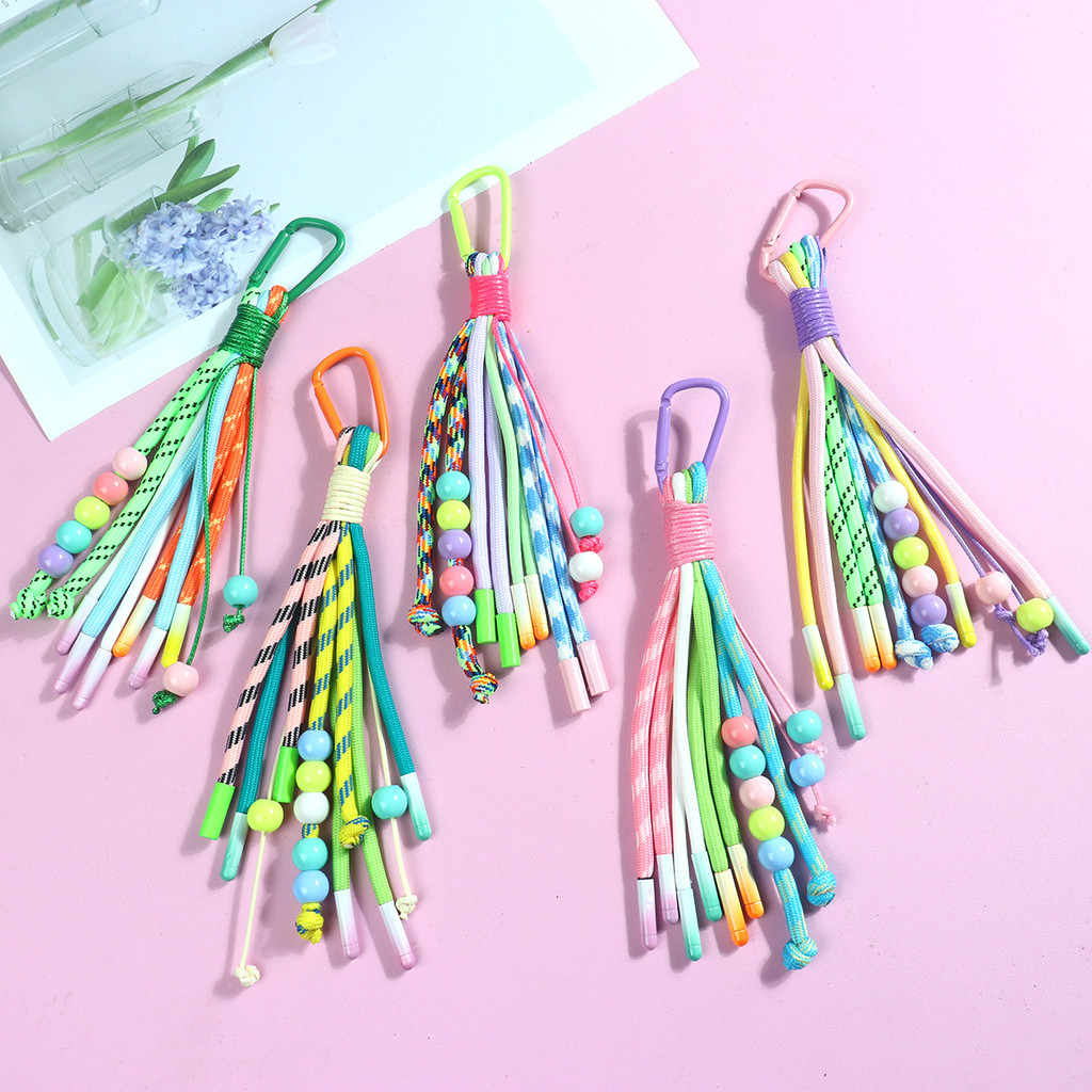 Adequado Para Pingentes De Bolsa Da Série miu Coreana , Cordão Colorido Com Contas De paracord Tecido Boêmio Chaveiro De