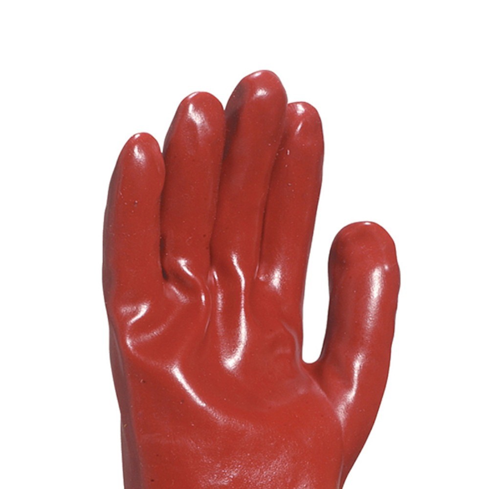 Luva de pvc lisa com forro de algodão 27 cm verm. GG D. Plus