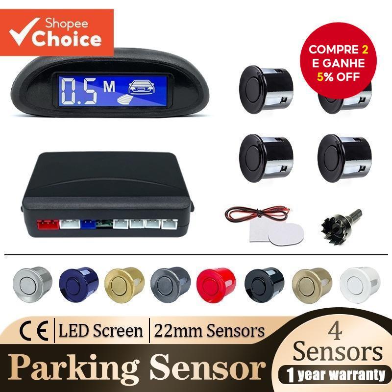 Sensor De Ré Estacionamento Kit completo Com Visor Digital Sinal Sonoro 4*22mm Sensores Oito Cores
