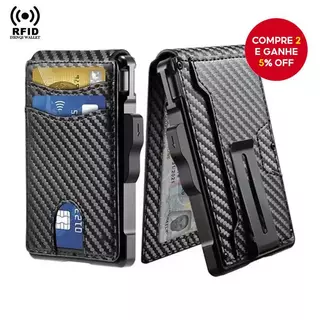 ​ Carteira Pop-Up Com Bloqueio De RFID Masculina-Porta-Cartões De Metal Luxuoso Clipe Para Dinheiro 