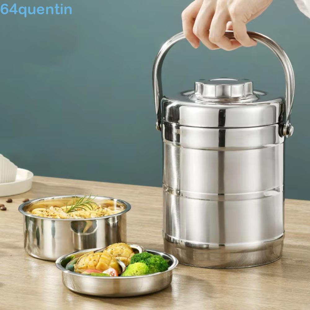 Lancheira Isolada QUENTIN , Recipiente Térmico De Aço Inoxidável Para Alimentos De Grande Capacidade , Pote De 3 Camadas