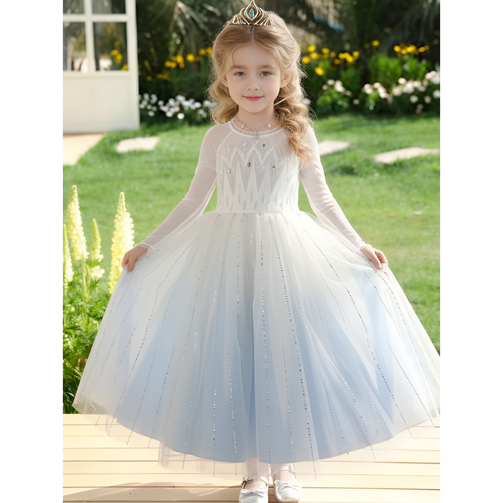 Menina conto de fadas princesa série Elsa vestido de princesa menina aniversário vestido de alta fixação bebê menina ves