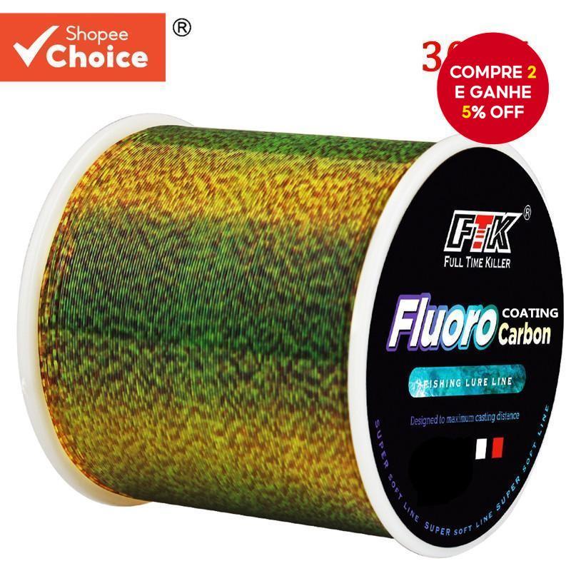 FTK 300M Linha Líder de Monofilamento de Fibra de Carbono com Revestimento de Fluorocarbono para Pesca de Carpa