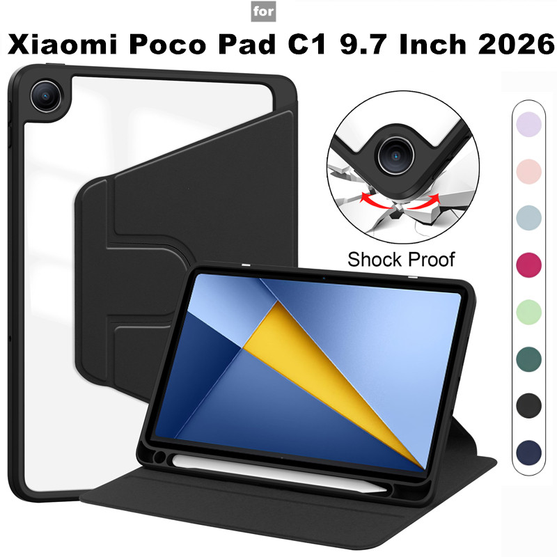 Para Xiaomi Poco Pad C1 9.7 Polegadas 2026 Tablet Case 360 Rotação Smart Flip Magnetic Com Suporte Caneta Capa Redmi 2 S