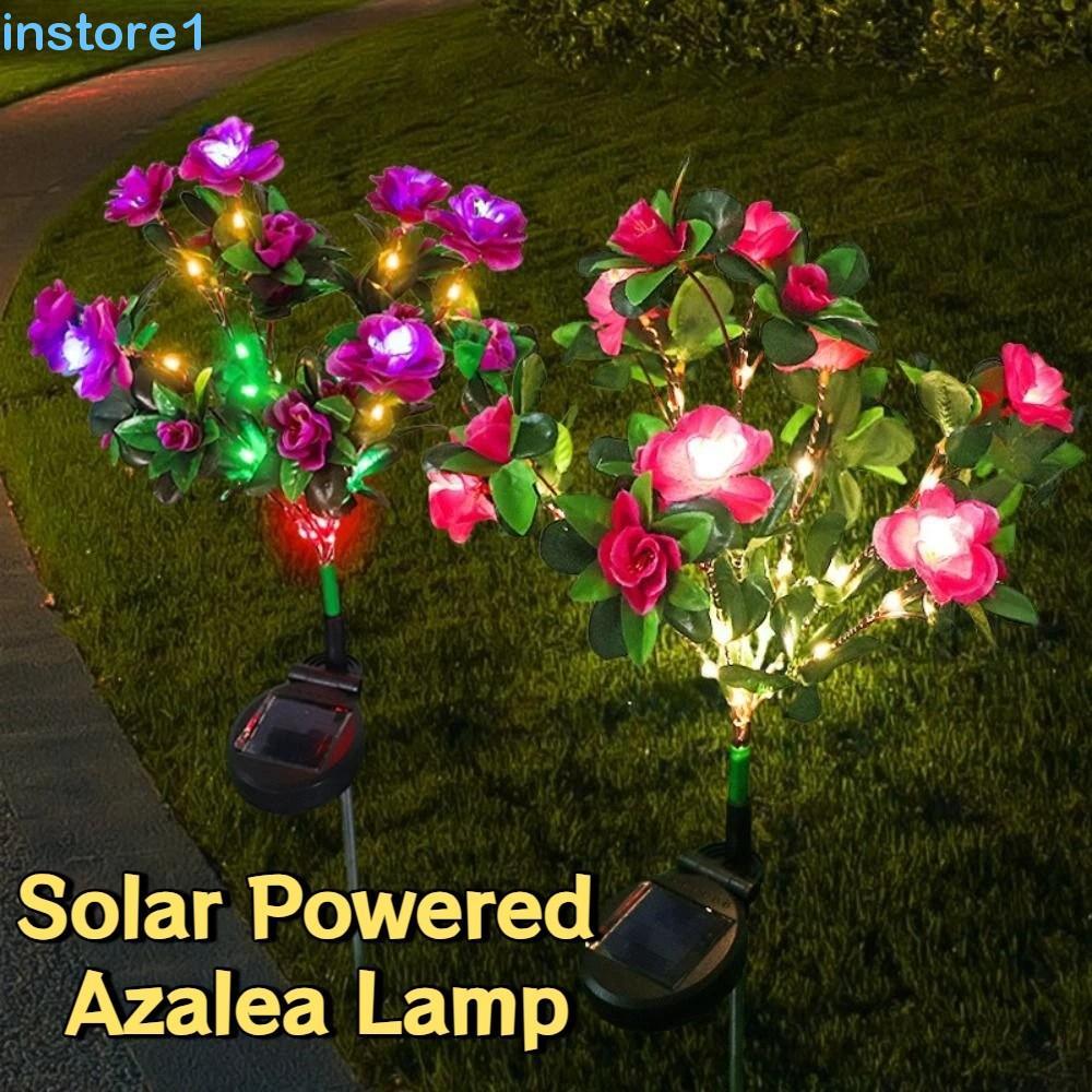 Luzes De Estaca De Flores INSTORE , Lâmpada Criativa De Azaléia Movida A Energia Solar À Prova D'água De Chão De Jardim 