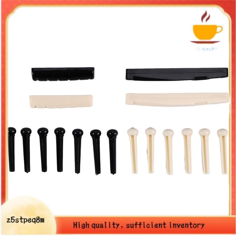 1 Conjunto De Pinos De Ponte ABS Preto E Branco , Peças De Reposição De Sela Porca Para Guitarra Acústica