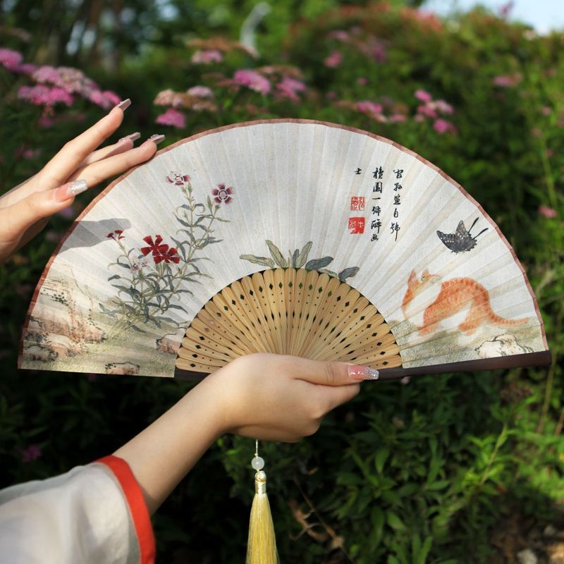 [Fanyue] Ventilador dobrável estilo chinês Ventilador dobrável para estudantes de alto valor antigo feminino leque de da