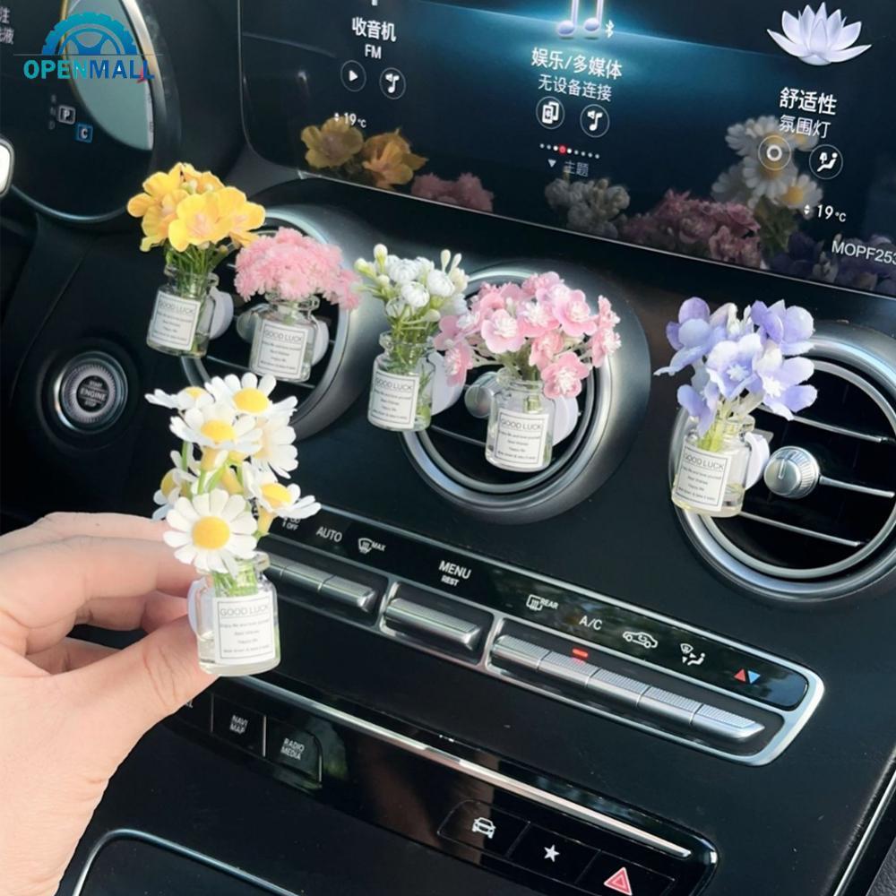 OPENMALL Mini Saída De Ar Do Carro Decoração Ornamentos Babysbreath Jasmim Vaso Vidro Micro Paisagem Console Interior R3