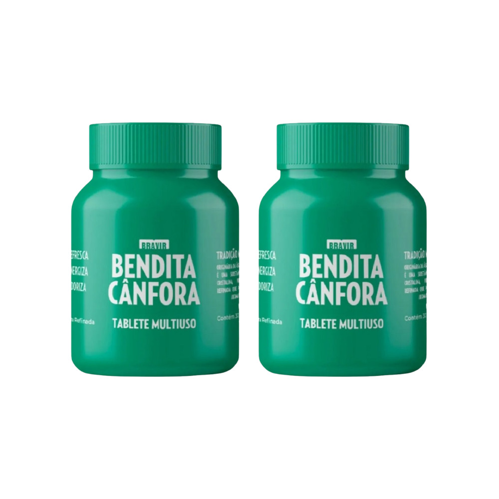 Kit 2 Aromatizador Cânfora Bendita Cânfora Pote 30 Pastilhas
