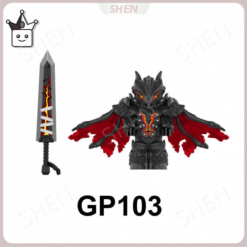GP103 Marca Warrior Gus Death Knight Dragon Wing Minifigura Bolsa Brinquedo de bloco de construção montado