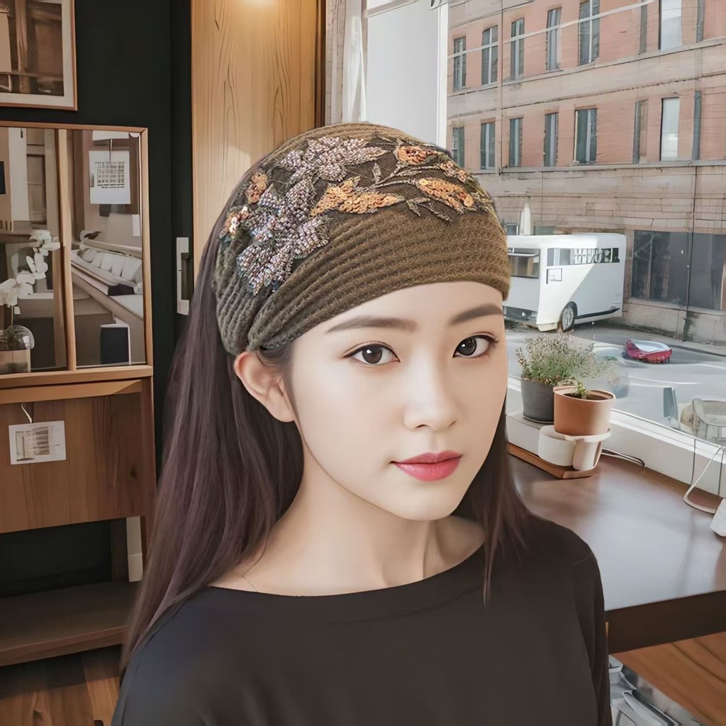 Moda tecido de aba larga flor bandana capa cabelo branco cabelo quebrado elegante redução de idade moda lenço chapéu coc