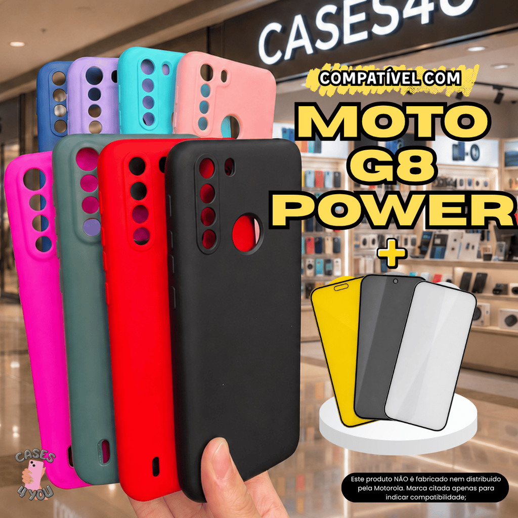 Capa Capinha + Película Compatível com Moto G8 Power Aveludada 3D Cerâmica Privacidade