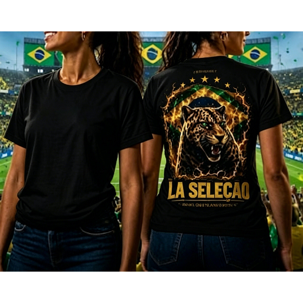 Camiseta Masculina Feminina Oversized La Seleção Onça Pintada Estampa Seleção Brasileira Streetwear