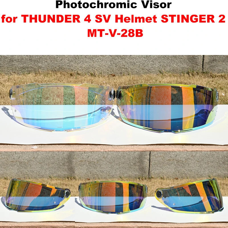 [NOVO 2026] Viseira de Substituição Fotochromática para Capacete THUNDER 4 SV, Lente STINGER 2 MT-V-28B para Peças MT SS