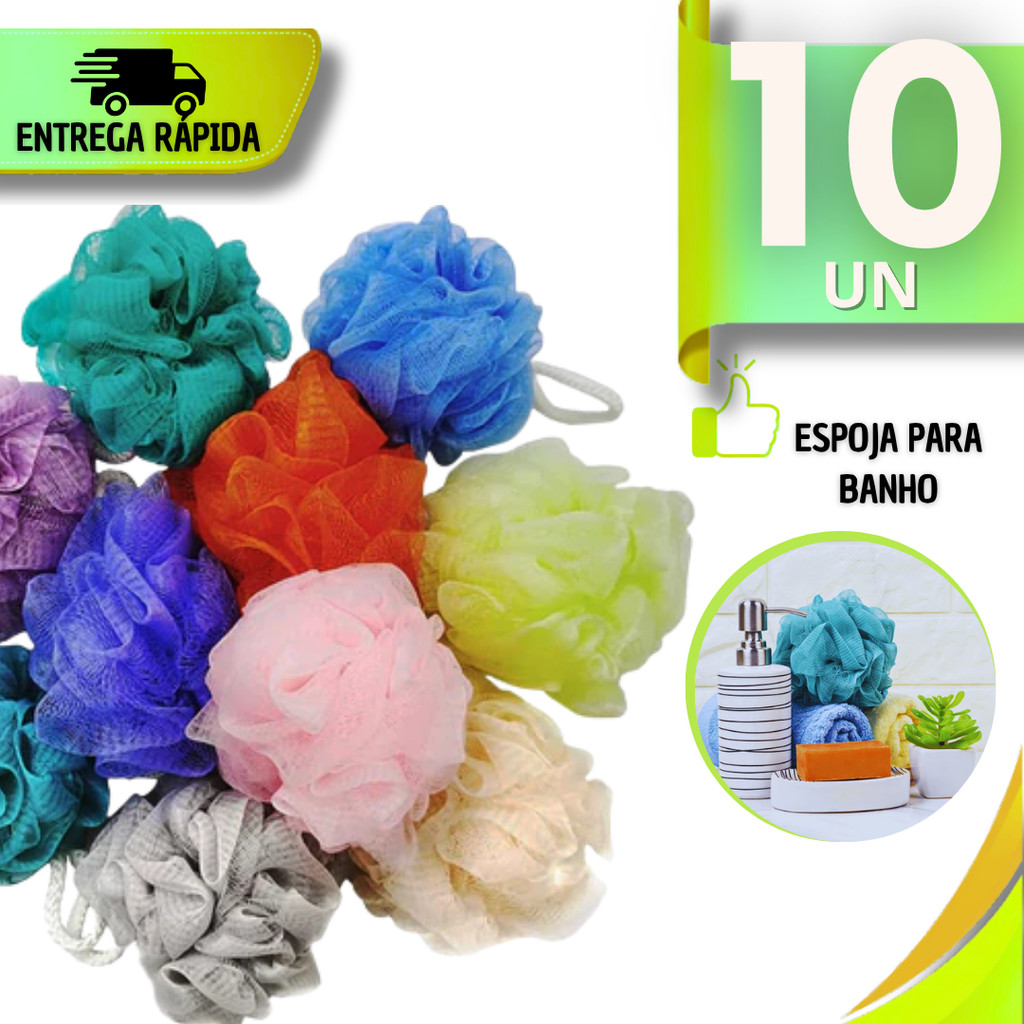 Utilidade Esponja Buchas de Nylon Para Banho com Cordinhas Esfoliante Cor Sortida Qualidade