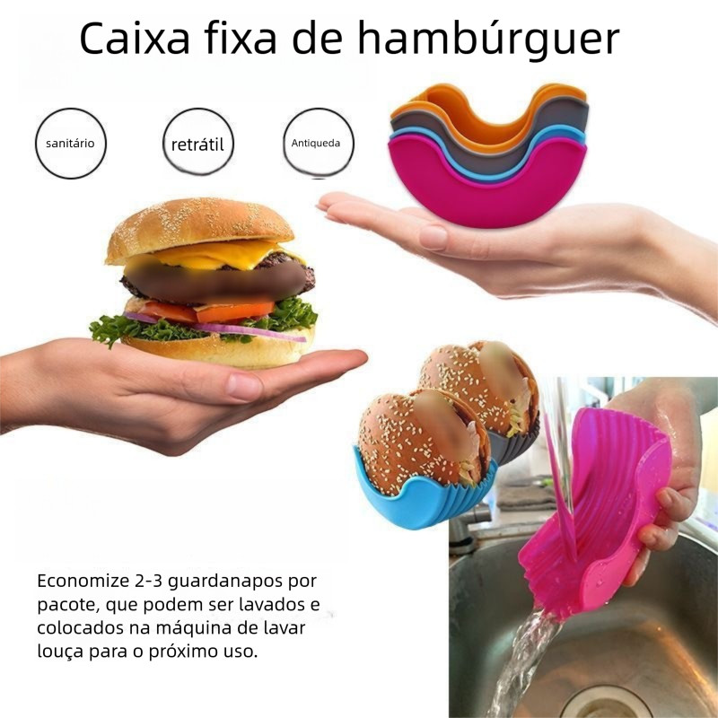 Suporte fixo para hambúrguer, clipe para alimentos, suporte para sanduíches, suporte lavável para hambúrguer, suporte pa