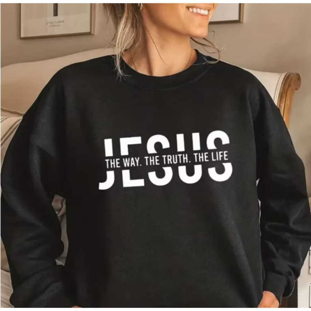 Moletom Careca Jesus The Way Gola Redonda Casaco Feminino Masculino Flanelado Unissex Inverno Frio Algodão