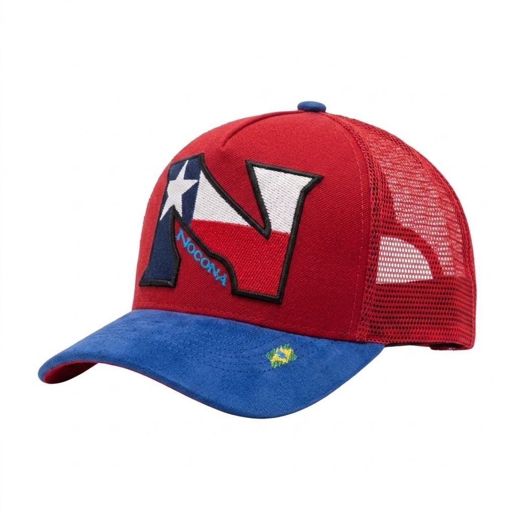Boné Trucker Nocona Chile Aba Curva Country Vermelho/Azul