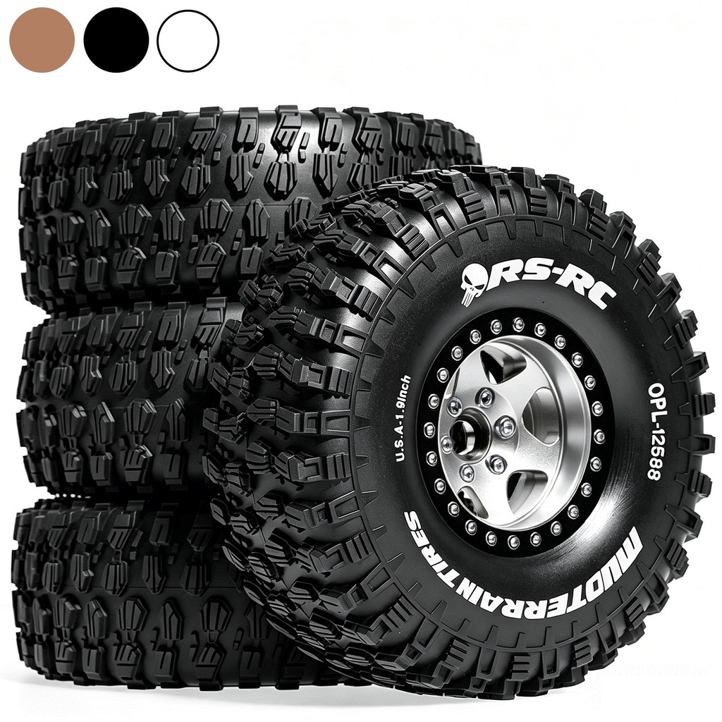 4 Pçs 120mm 1.9 Prato Profundo Beadlock Roda Aro Pneu Conjunto Para 1/10 RC Rastreador Carro Traxxas TRX4 RC4WD D90 Axia