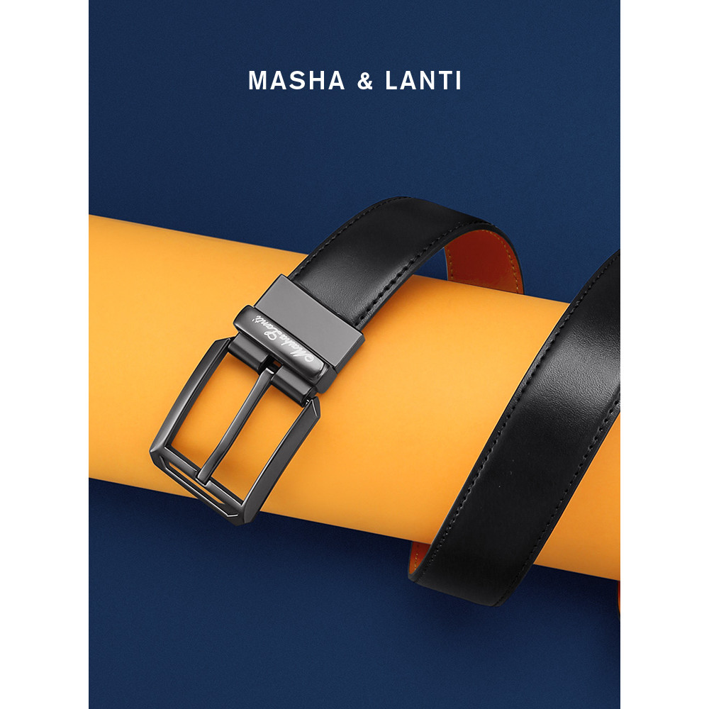 Mashalanti cinto masculino com fivela de pino, cinto de couro genuíno para jovens negócios 2026, novo terno, cinto de co