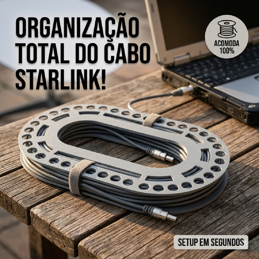 Suporte Organizador Enrolador De Cabo Fio Starlink Mini Portátil Proteção Viagem Setup Internet