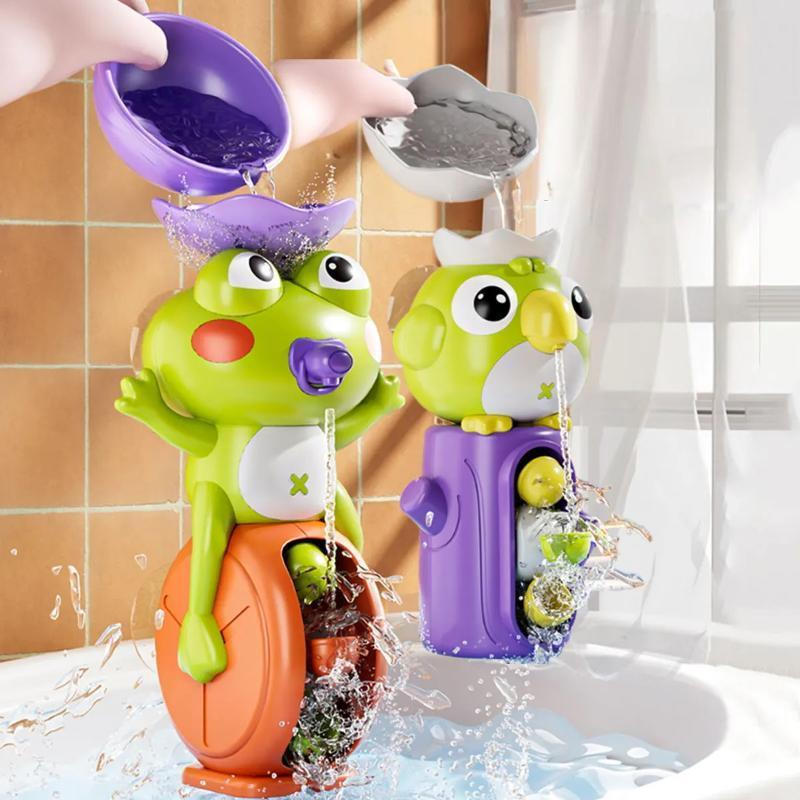 Roda d'água decorativa em forma de sapo e pássaro, brinquedo de banho exclusivo, jogo aquático infantil, presente para c