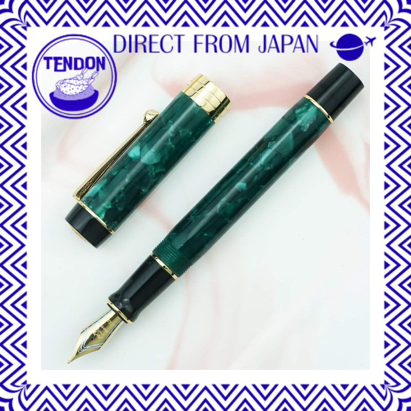 (Jinhao) Jinhao 100 caneta-tinteiro clássica verde em celuloide ponta fina com conversor e estojo