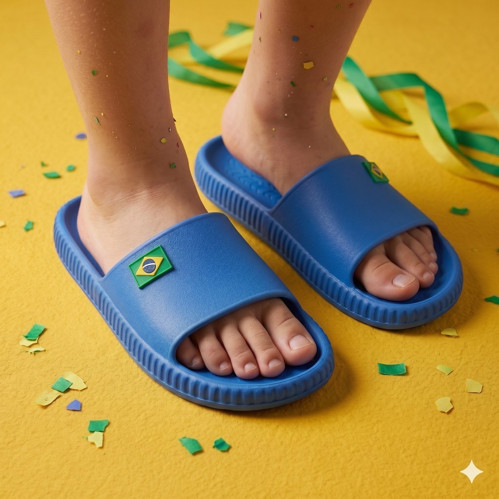 Chinelo Slide Leve Brasil Infantil Juvenil Adulto Confortável Dia a Dia Copa do Mundo