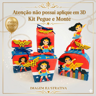 Kit Festa MULHER MARAVILHA  - Lembrancinhas Aniversário ENVIO RAPIDO - qualidade e preço justo - PEGUE E MONTE