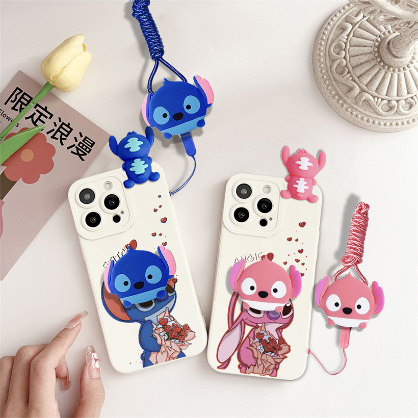 Capa De Suporte De Telefone De Anjo Com Ponto De Flor De Rosas Cordão Para Realme 11X 12X 13 12 Plus 11 12 Pro + 12 Lite