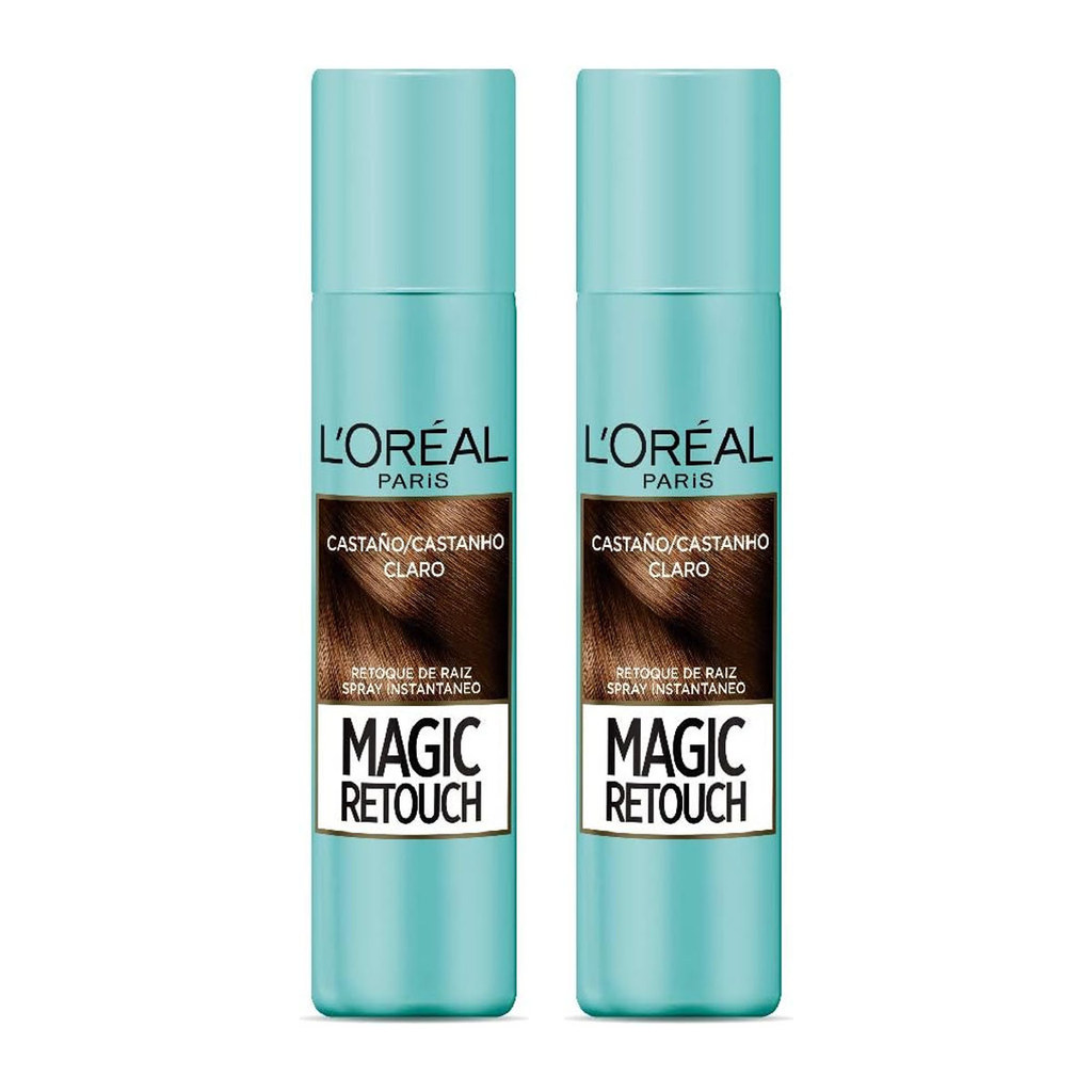 Kit 2 Retoque de Raiz Magic Retouch Loreal Paris 75ml Castanho Claro Cobertura Instantânea