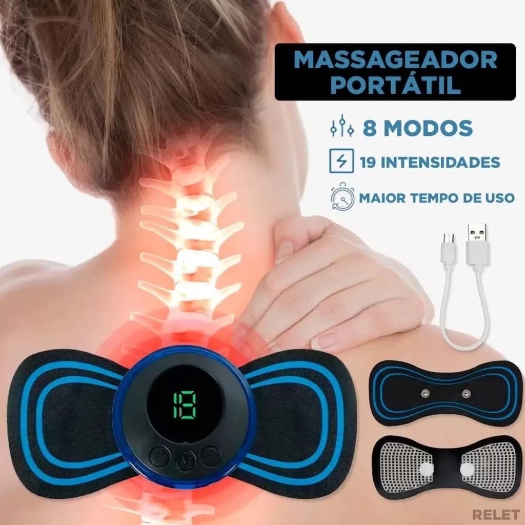 Massageador Relaxante Portátil para Corpo e Pescoço, 8 Modos e 19 Intensidades SUper qualidade