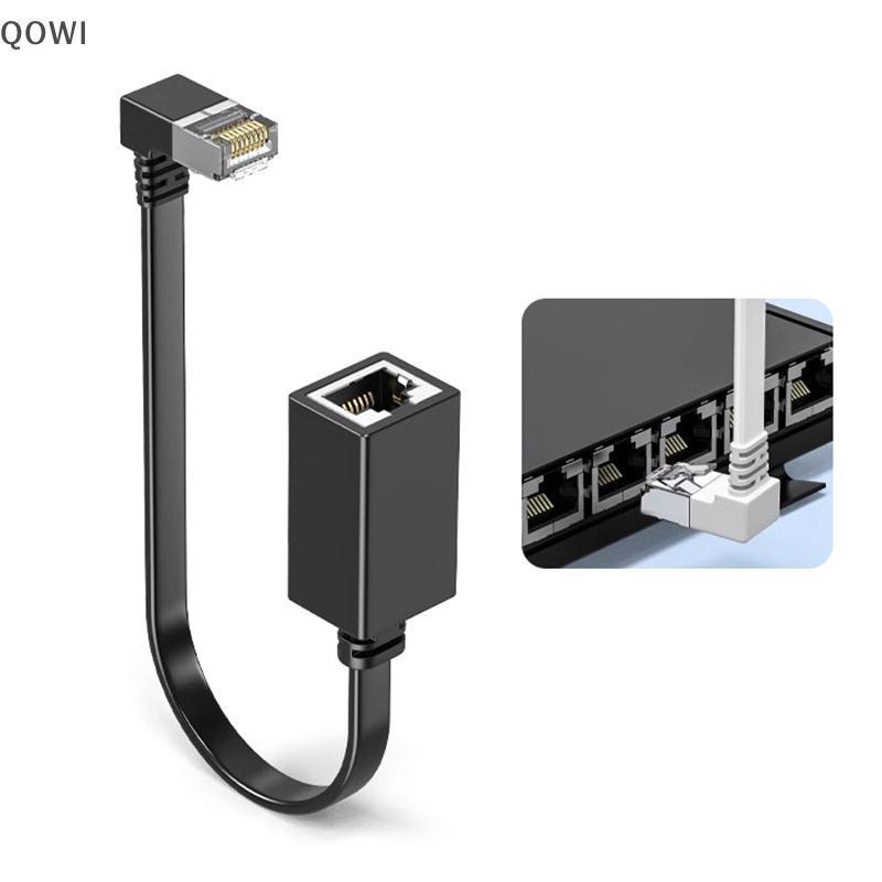 Cabo De Extensão De Rede qo 90 Graus CAT7 Plano Ultra 10G Ângulo Direito/Esquerdo Cotovelo Fio RJ45 Macho Para Fêmea Ada