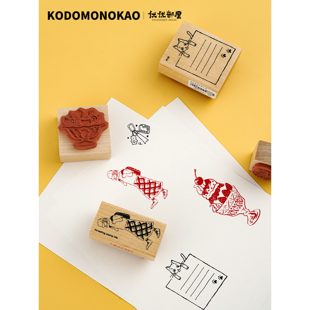 Japão Japão Japão KODOMO NO KAO Selo de tinta de madeira NI LOVE STAMP Série Manual Selo