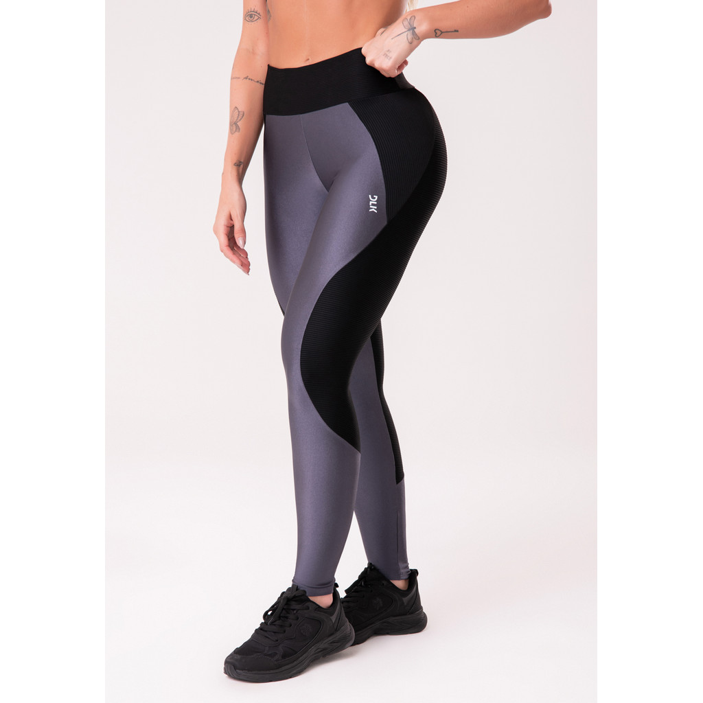 CALÇA LEGGING HAPPINESS COM RECORTE TEXTURIZADO DLK