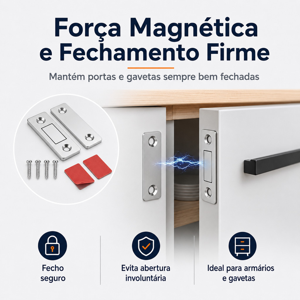 Fecho Placa Magnético Para Armário Porta Ultra Forte Sistema de Fechamento para Móveis — imagem 2 de 2
